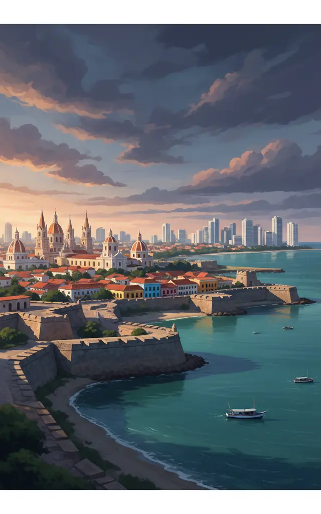 Port, Fortresses and Group of Monuments, Cartagena — illustrated travel poster
