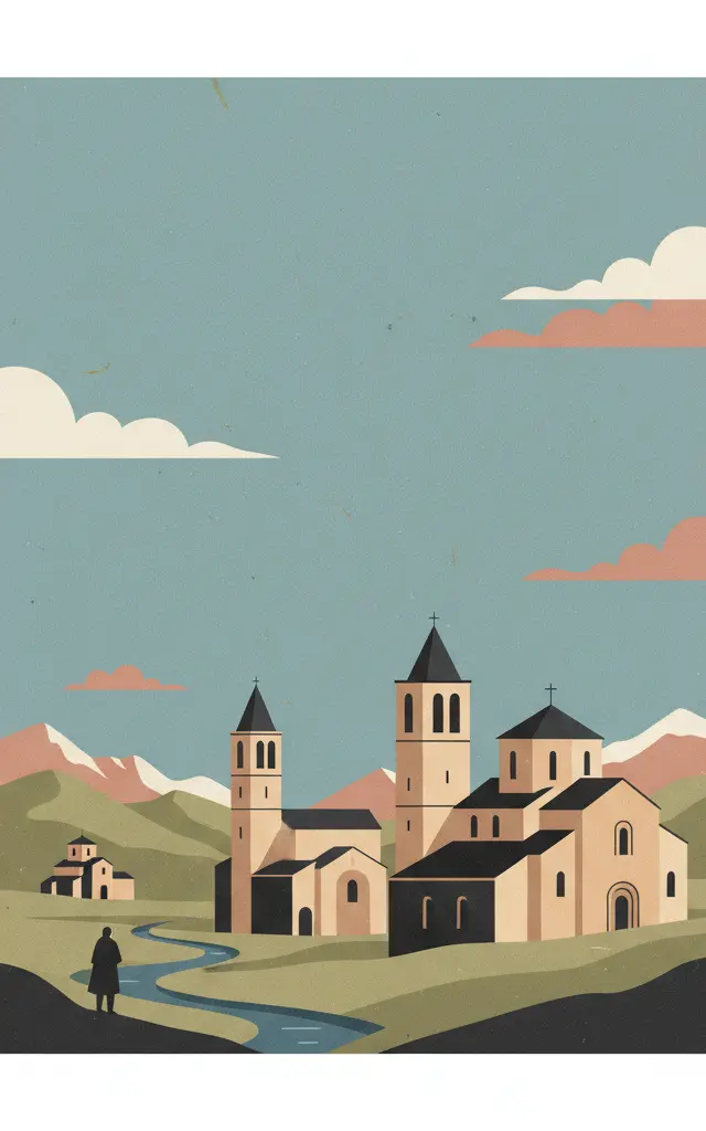 Catalan Romanesque Churches of the Vall de Boí — illustrated travel poster