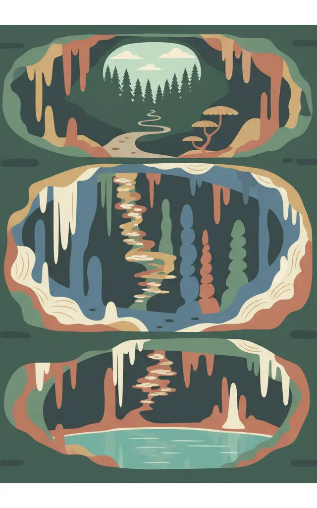 Caves of Aggtelek Karst and Slovak Karst — illustrated travel poster