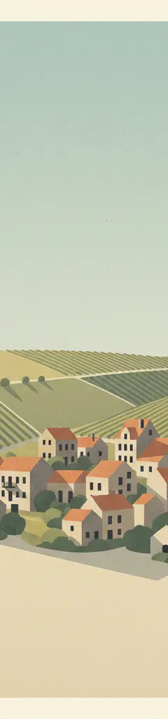 Champagne Hillsides, Houses and Cellars — illustrated travel poster