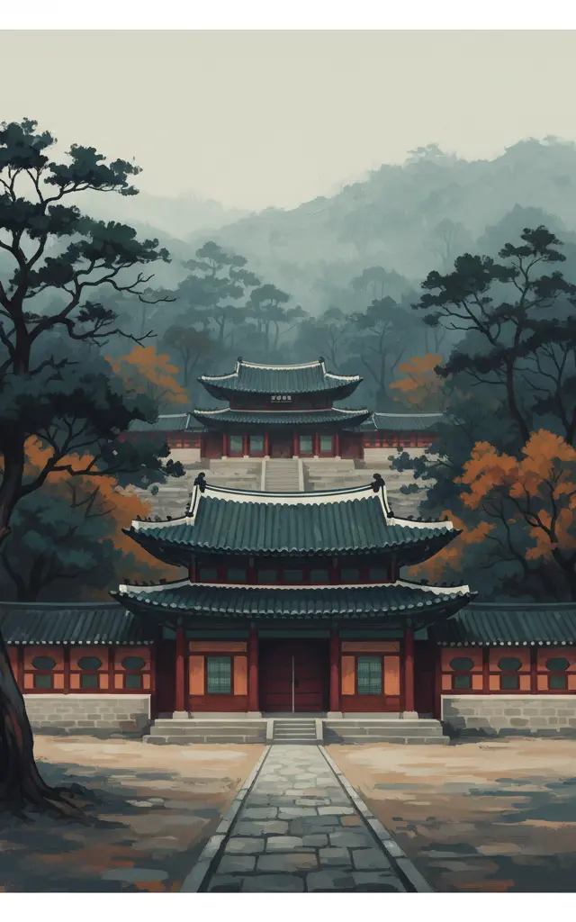 Changdeokgung Palace Complex — illustrated travel poster