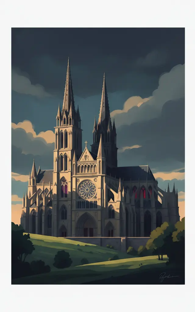 Chartres Cathedral — illustrated travel poster