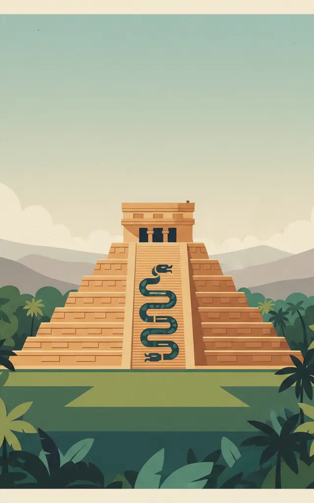 Chichén Itzá — illustrated travel poster