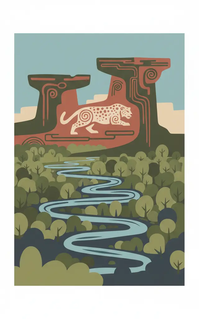 Chiribiquete National Park – “The Maloca of the Jaguar” — illustrated travel poster