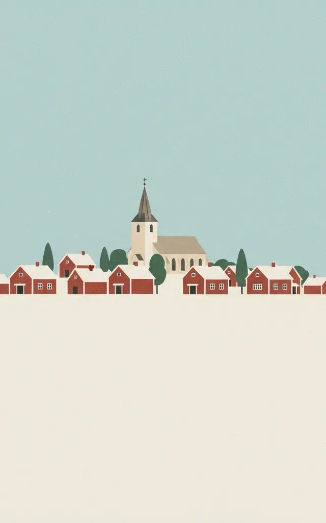 Church Town of Gammelstad, Luleå — illustrated travel poster