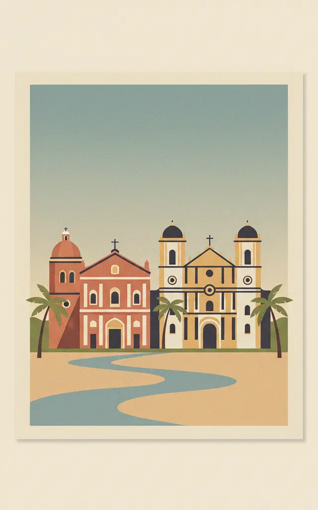 Churches and Convents of Goa — illustrated travel poster