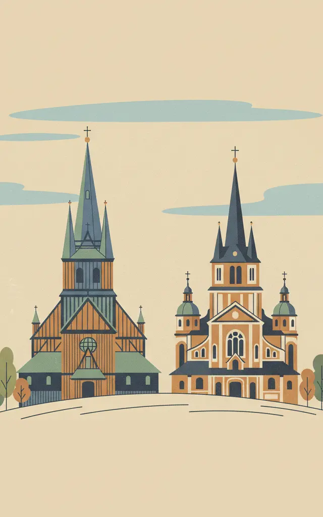 Churches of Peace in Jawor and Świdnica — illustrated travel poster