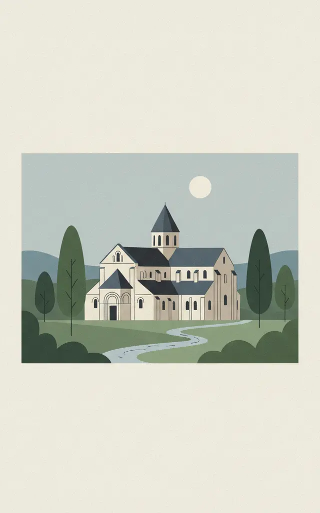 Cistercian Abbey of Fontenay — illustrated travel poster