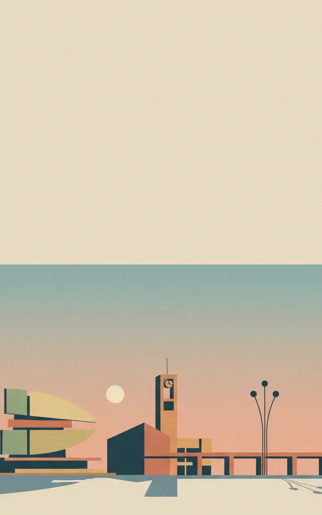 Ciudad Universitaria de Caracas — illustrated travel poster
