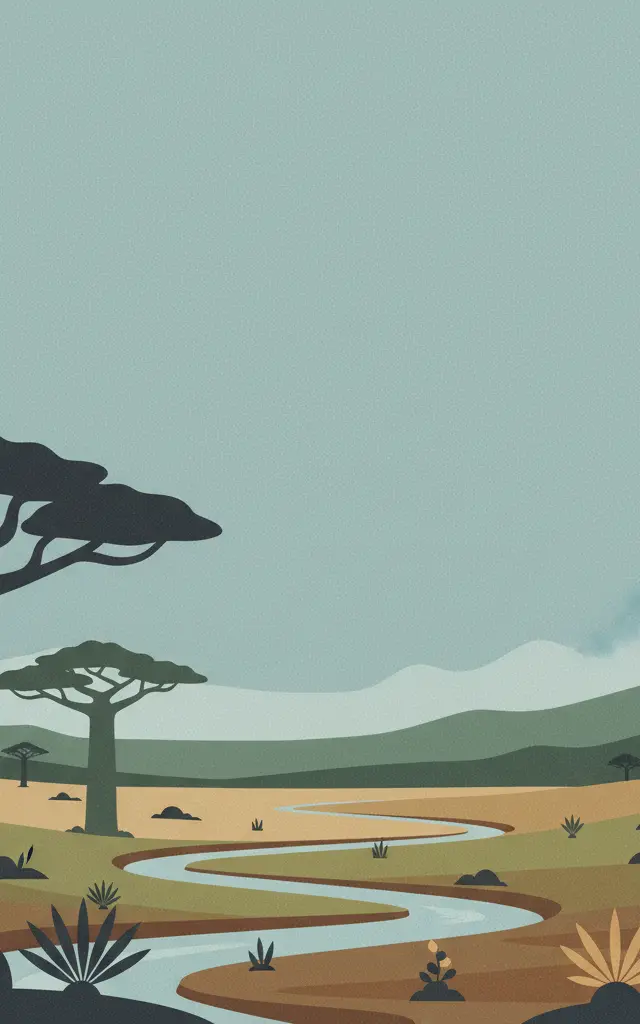 Comoé National Park — illustrated travel poster