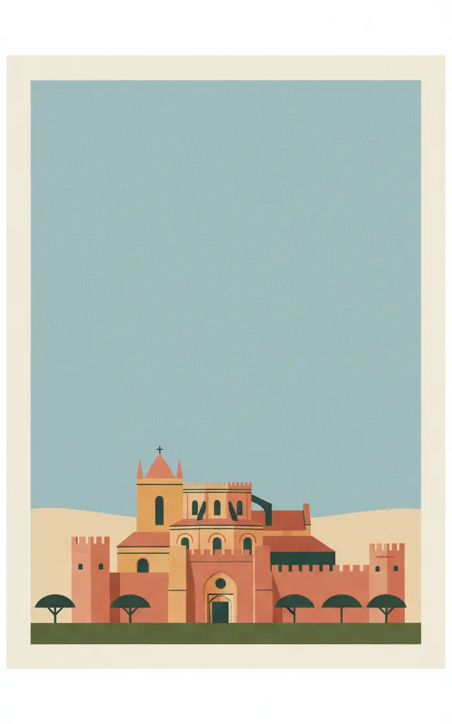Convent of Christ in Tomar — illustrated travel poster