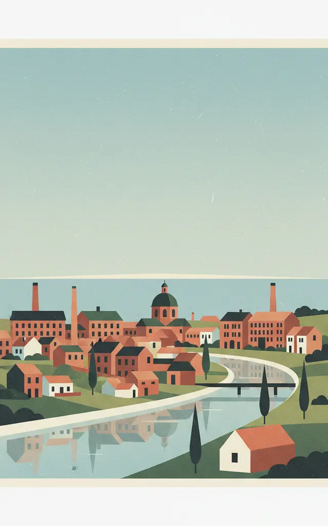 Crespi d'Adda — illustrated travel poster
