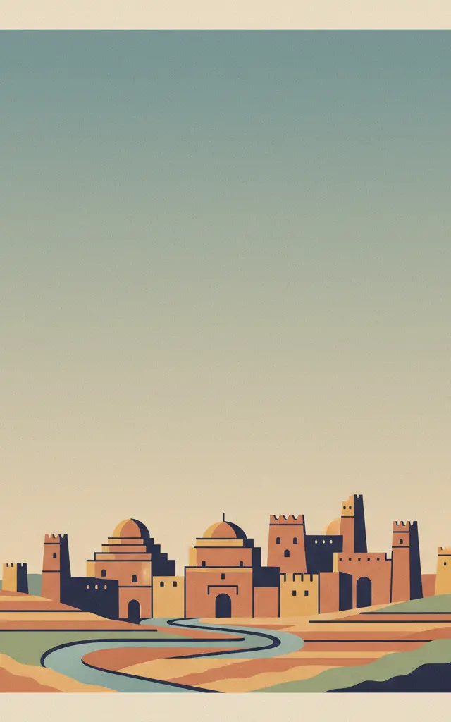 Cultural Heritage Sites of Ancient Khuttal — illustrated travel poster