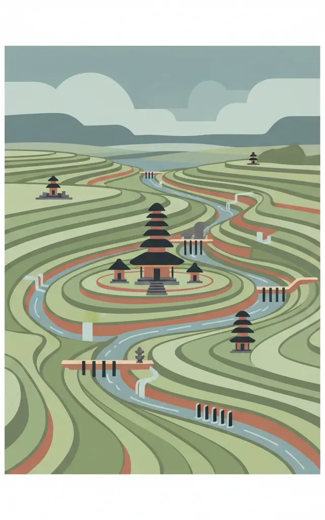 Cultural Landscape of Bali Province: the Subak System as a Manifestation of the Tri Hita Karana Philosophy — illustrated travel poster
