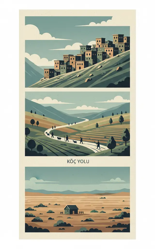 Cultural Landscape of Khinalig People and “Köç Yolu” Transhumance Route — illustrated travel poster