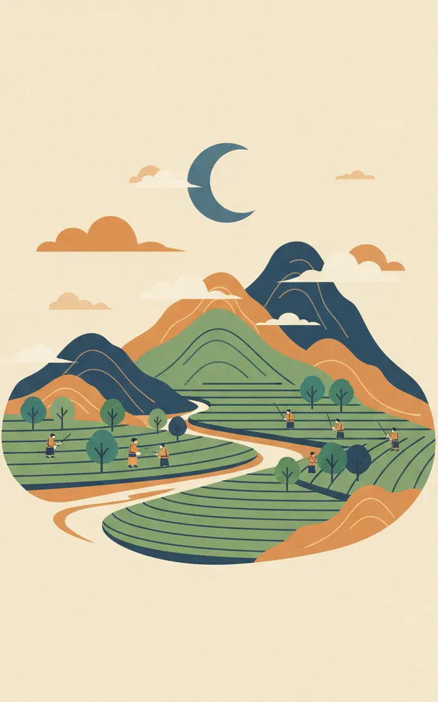 Cultural Landscape of Old Tea Forests of the Jingmai Mountain in Pu’er — illustrated travel poster