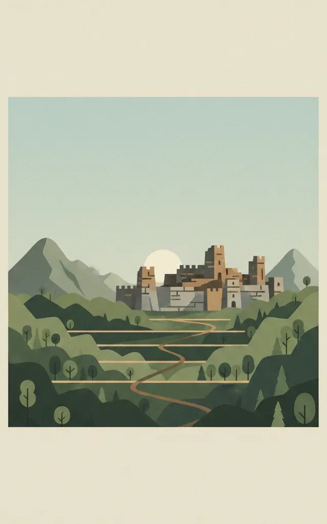 Dacian Fortresses of the Orastie Mountains — illustrated travel poster