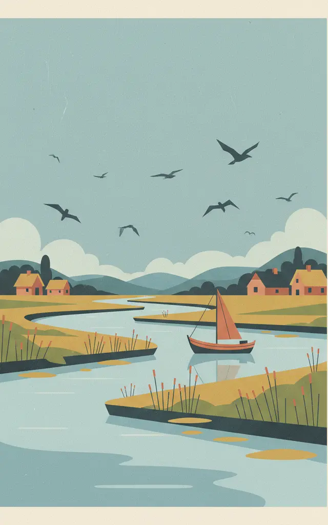 Danube Delta — illustrated travel poster