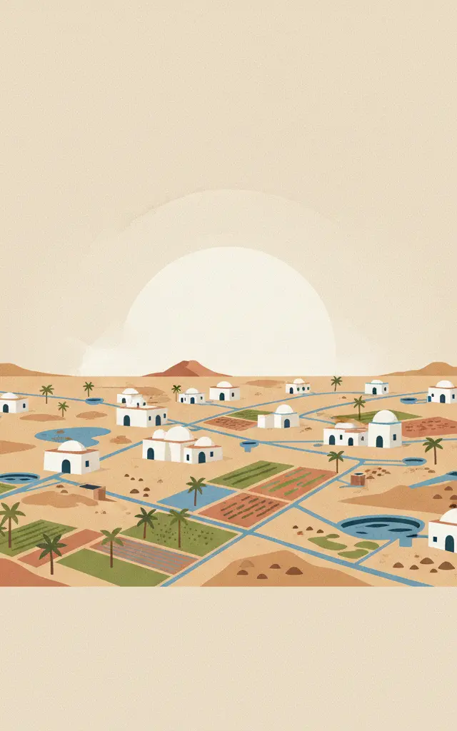 Djerba: Testimony to a settlement pattern in an island territory — illustrated travel poster