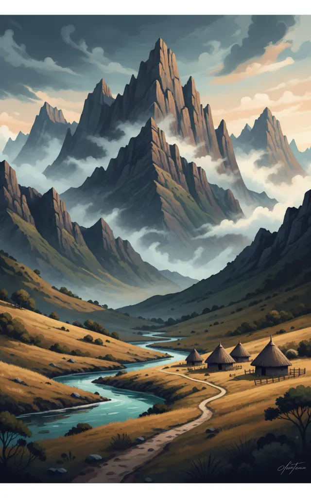 Maloti-Drakensberg Park — illustrated travel poster