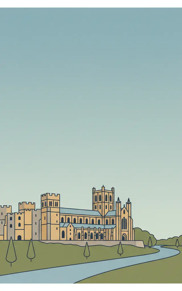Durham Castle and Cathedral — illustrated travel poster