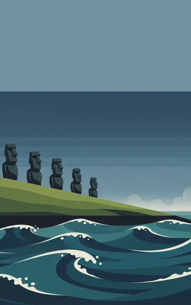 Rapa Nui — illustrated travel poster