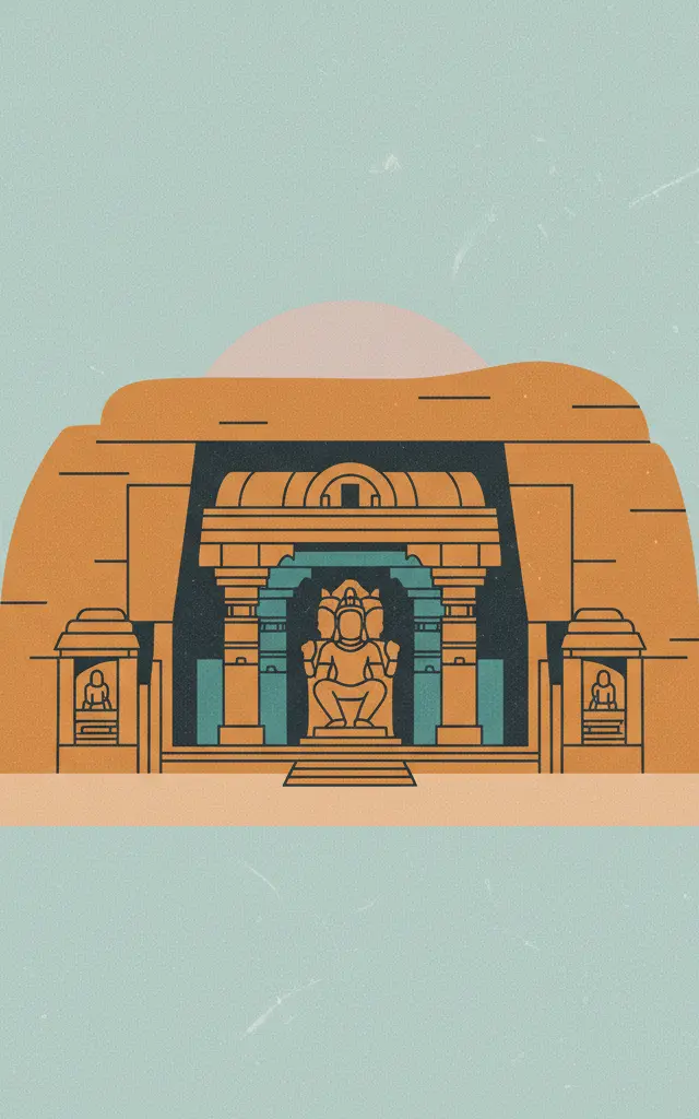 Elephanta Caves — illustrated travel poster