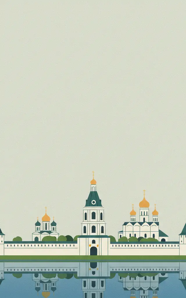 Ensemble of the Novodevichy Convent — illustrated travel poster