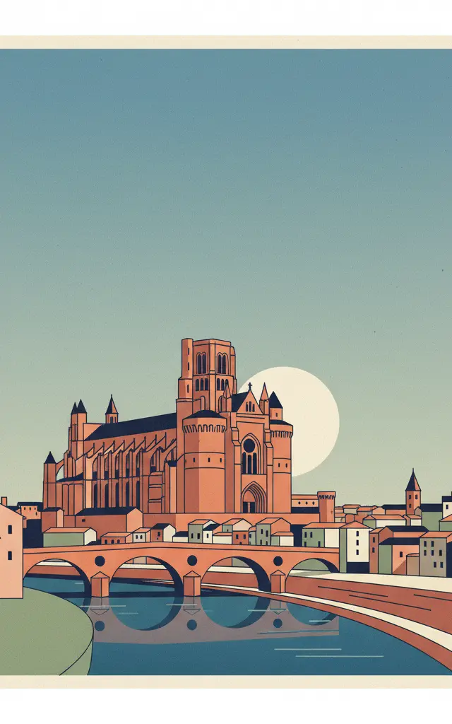 Episcopal City of Albi — illustrated travel poster