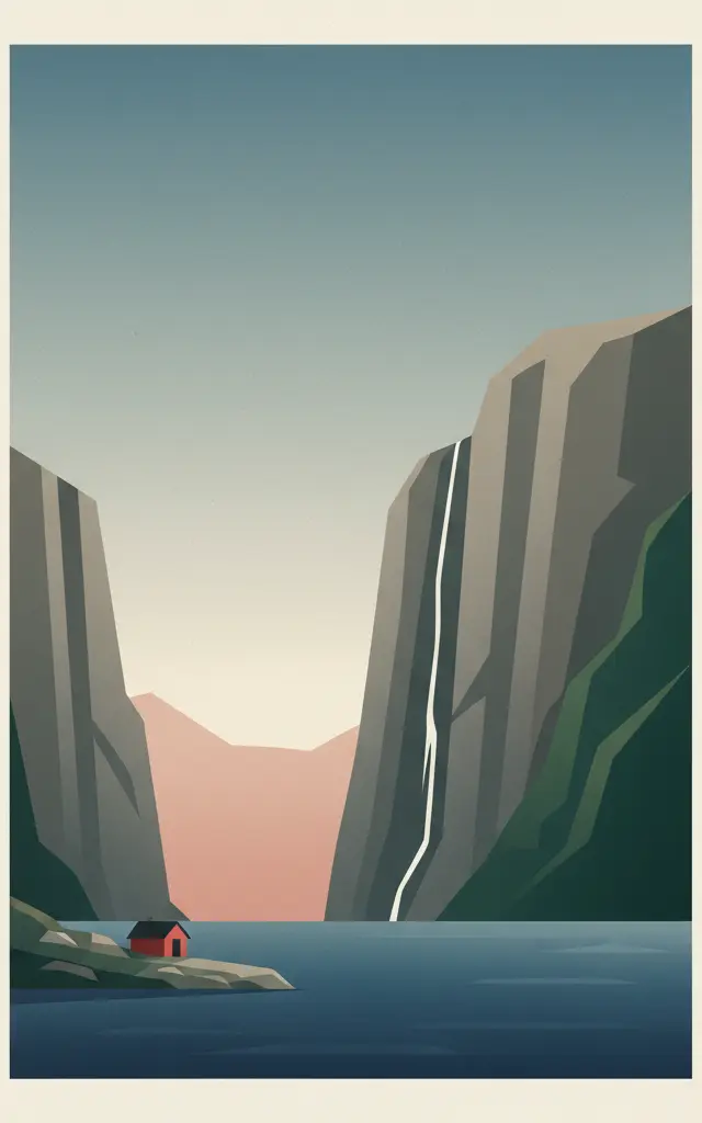 Norwegian Fjords — illustrated travel poster