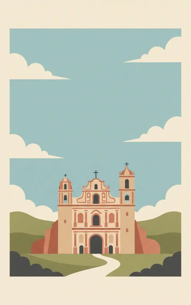 Franciscan Missions in the Sierra Gorda of Querétaro — illustrated travel poster
