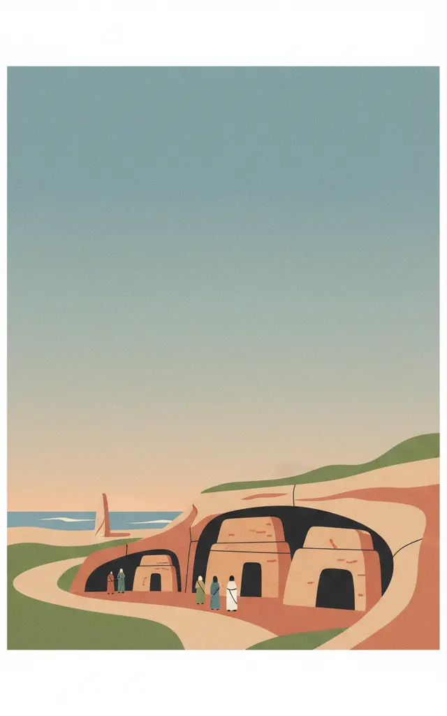 Funerary Tradition in the Prehistory of Sardinia – <em>The domus de janas</em> — illustrated travel poster