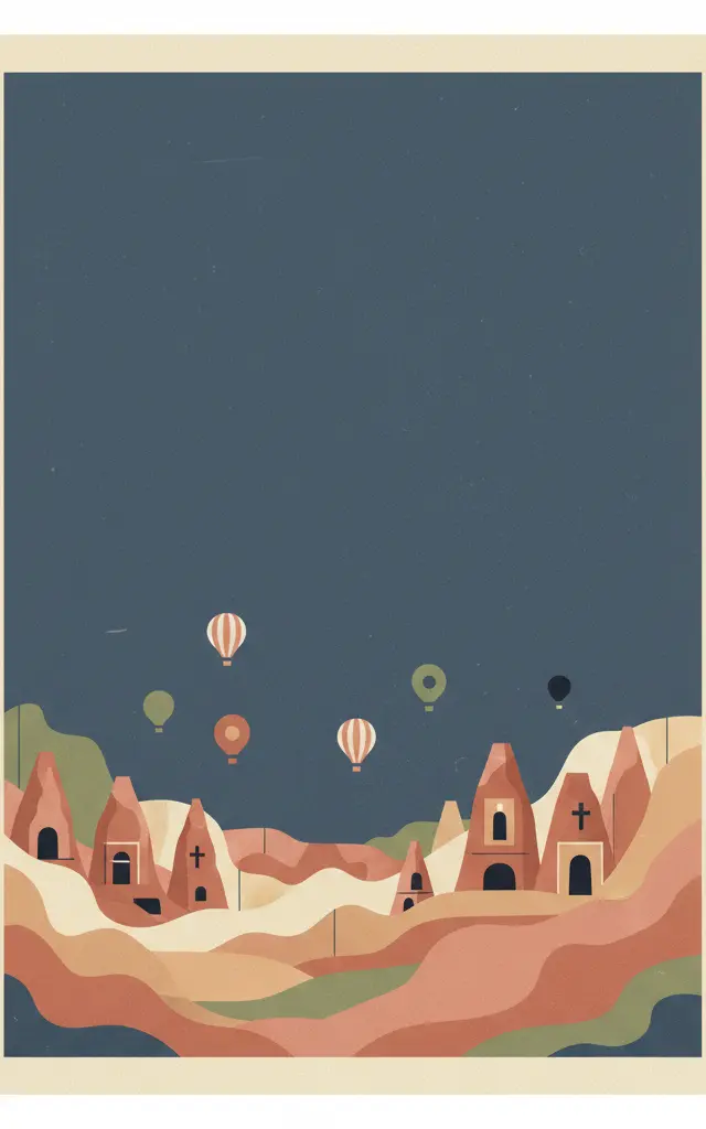 Göreme National Park and the Rock Sites of Cappadocia — illustrated travel poster