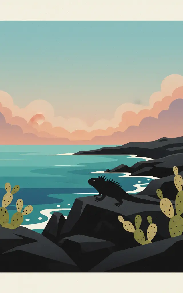 Galápagos Islands — illustrated travel poster