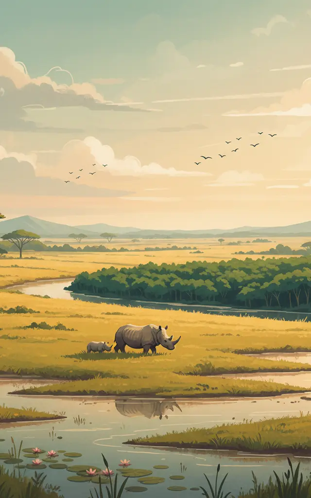 Garamba National Park — illustrated travel poster