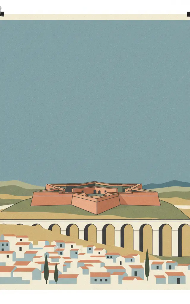Garrison Border Town of Elvas and its Fortifications — illustrated travel poster