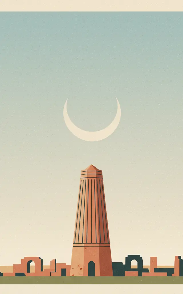 Gonbad-e Qābus — illustrated travel poster