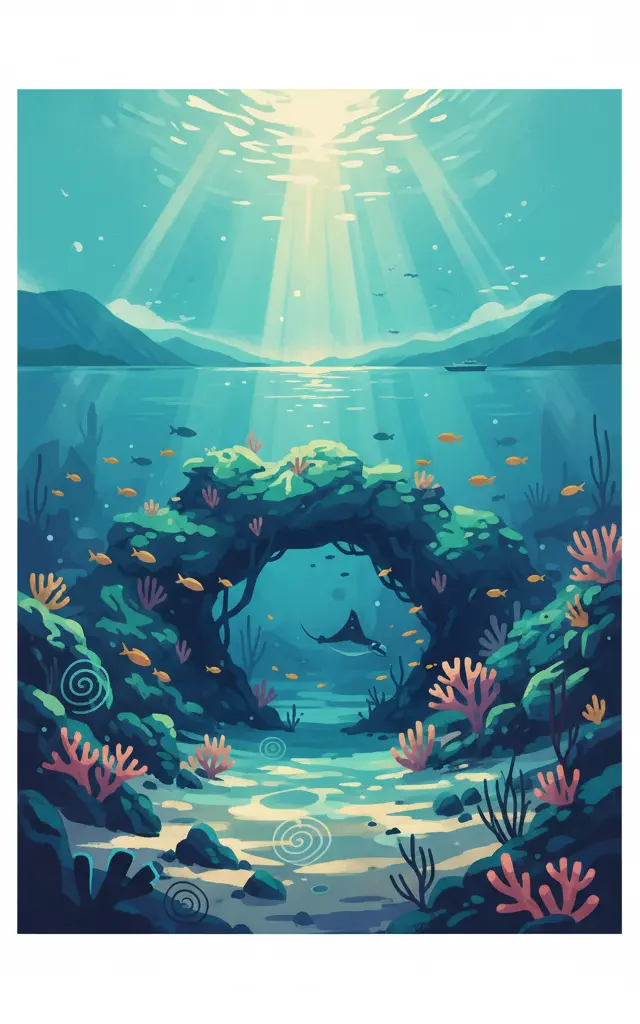Great Barrier Reef — illustrated travel poster