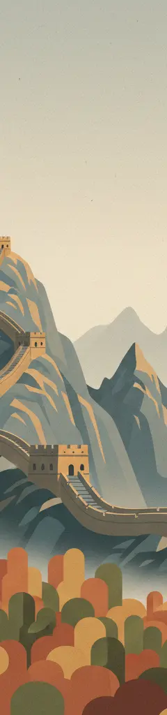 Great Wall of China — illustrated travel poster