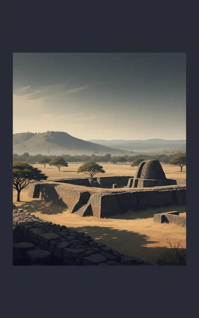 Great Zimbabwe National Monument — illustrated travel poster