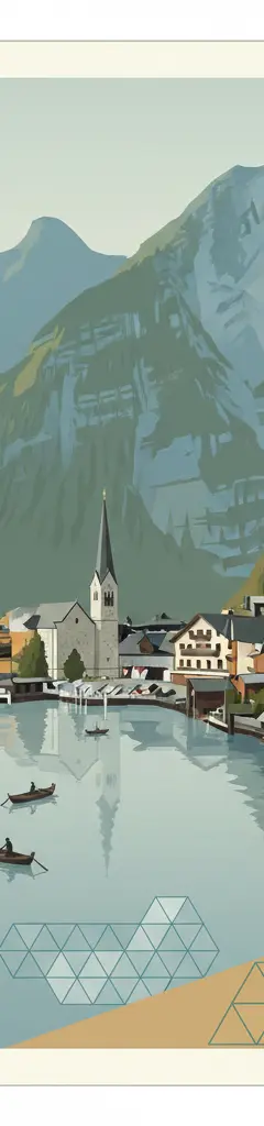 Hallstatt-Dachstein / Salzkammergut Cultural Landscape — illustrated travel poster