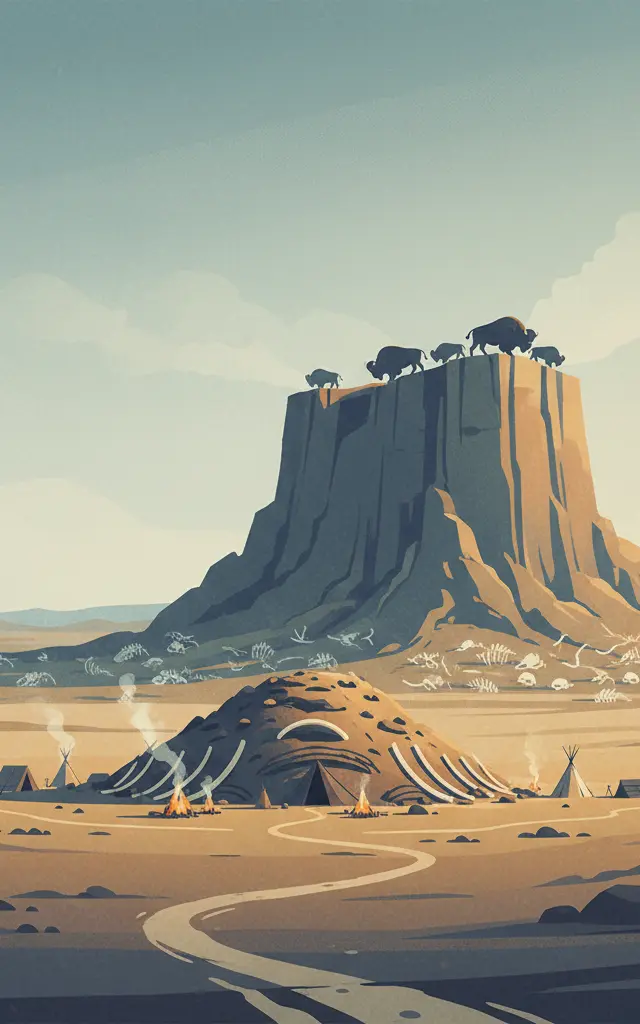 Head-Smashed-In Buffalo Jump — illustrated travel poster
