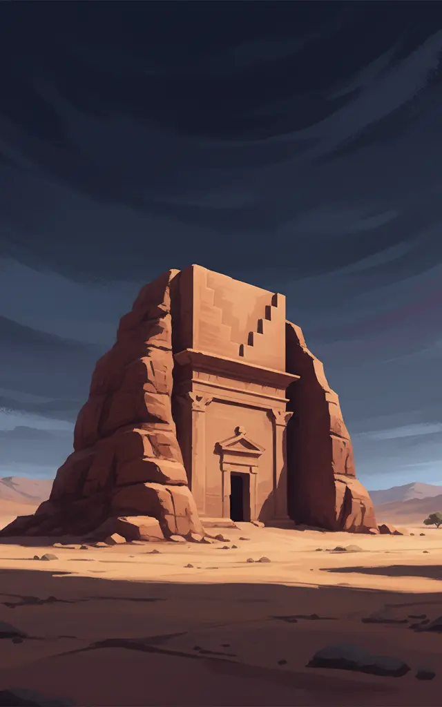 Hegra Archaeological Site (al-Hijr / Madā ͐ in Ṣāliḥ) — illustrated travel poster