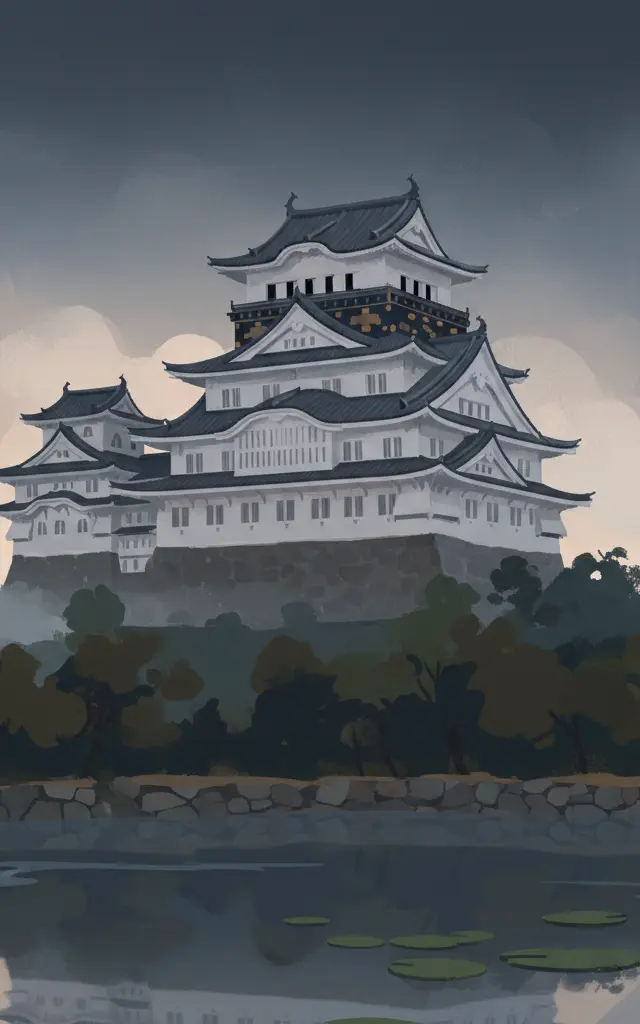 Himeji-jo — illustrated travel poster