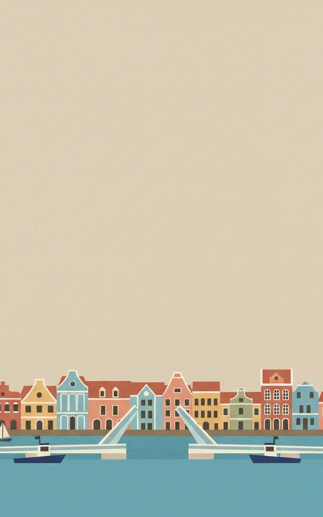 Historic Area of Willemstad, Inner City and Harbour, Curaçao — illustrated travel poster