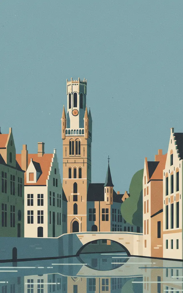 Historic Centre of Brugge — illustrated travel poster