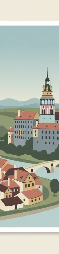 Historic Centre of Český Krumlov — illustrated travel poster