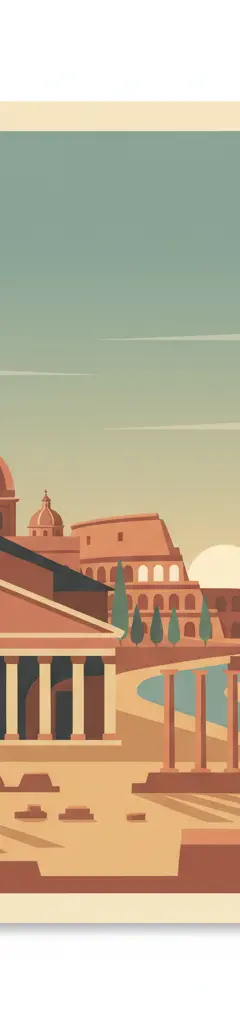 Rome & Colosseum — illustrated travel poster