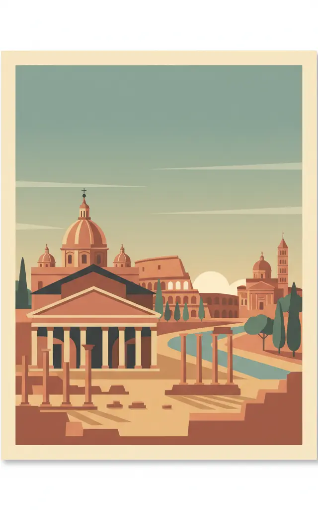 Historic Centre of Rome, the Properties of the Holy See in that City Enjoying Extraterritorial Rights and San Paolo Fuori le Mura — illustrated travel poster