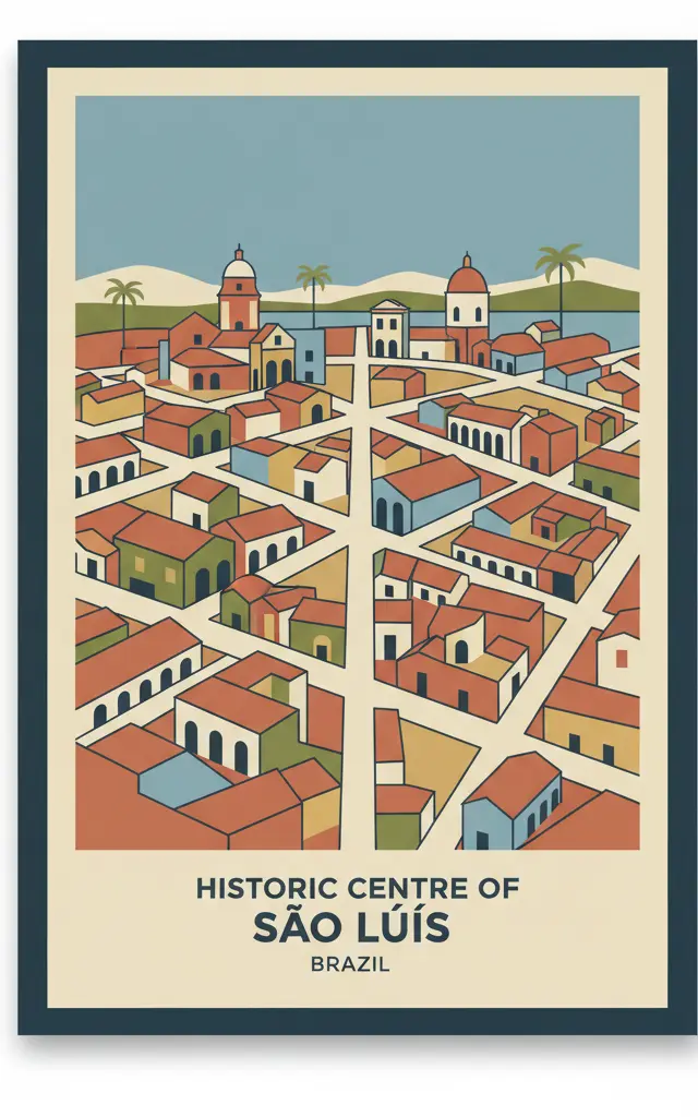 Historic Centre of São Luís — illustrated travel poster